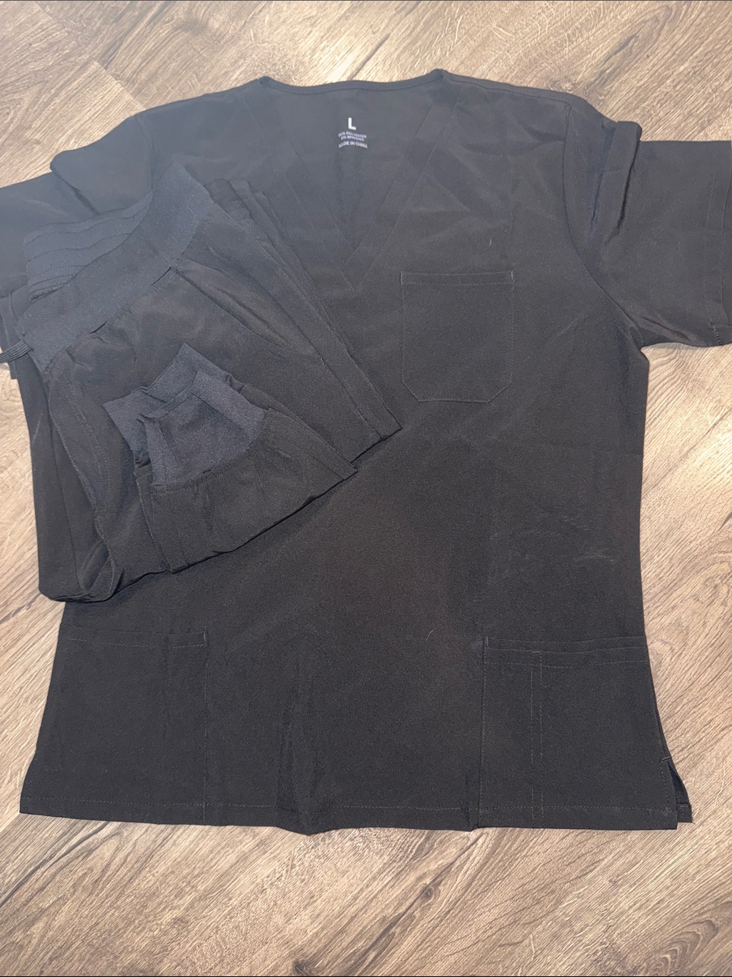 Black V-Neck Medical Scrub Top / Jogger Set